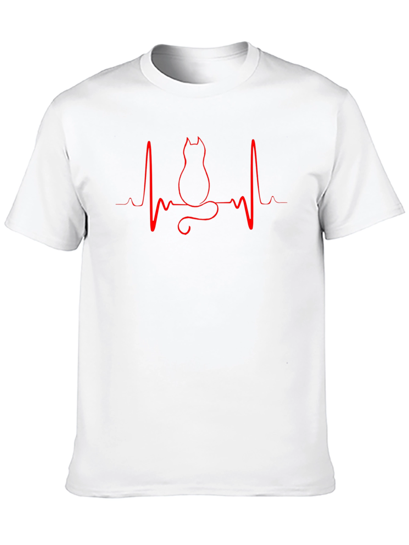 Cat Heartbeat Graphic T-Shirt - Unisex Cotton Tee