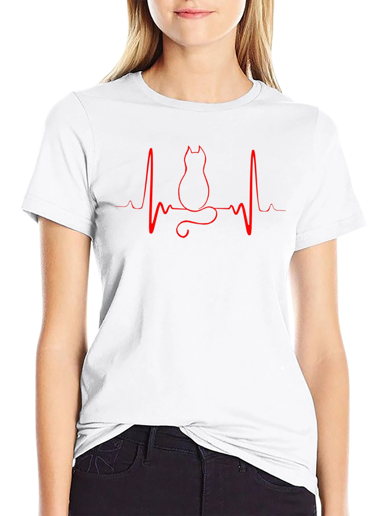 Cat Heartbeat Graphic T-Shirt - Unisex Cotton Tee