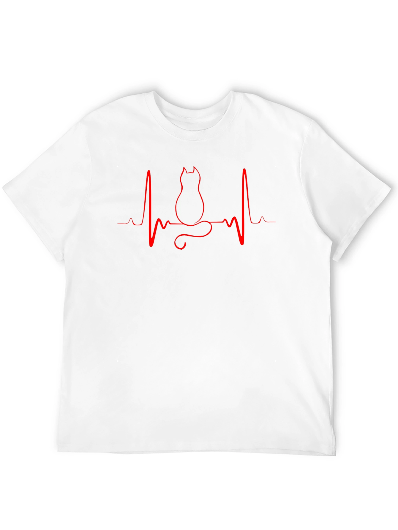 Cat Heartbeat Graphic T-Shirt - Unisex Cotton Tee