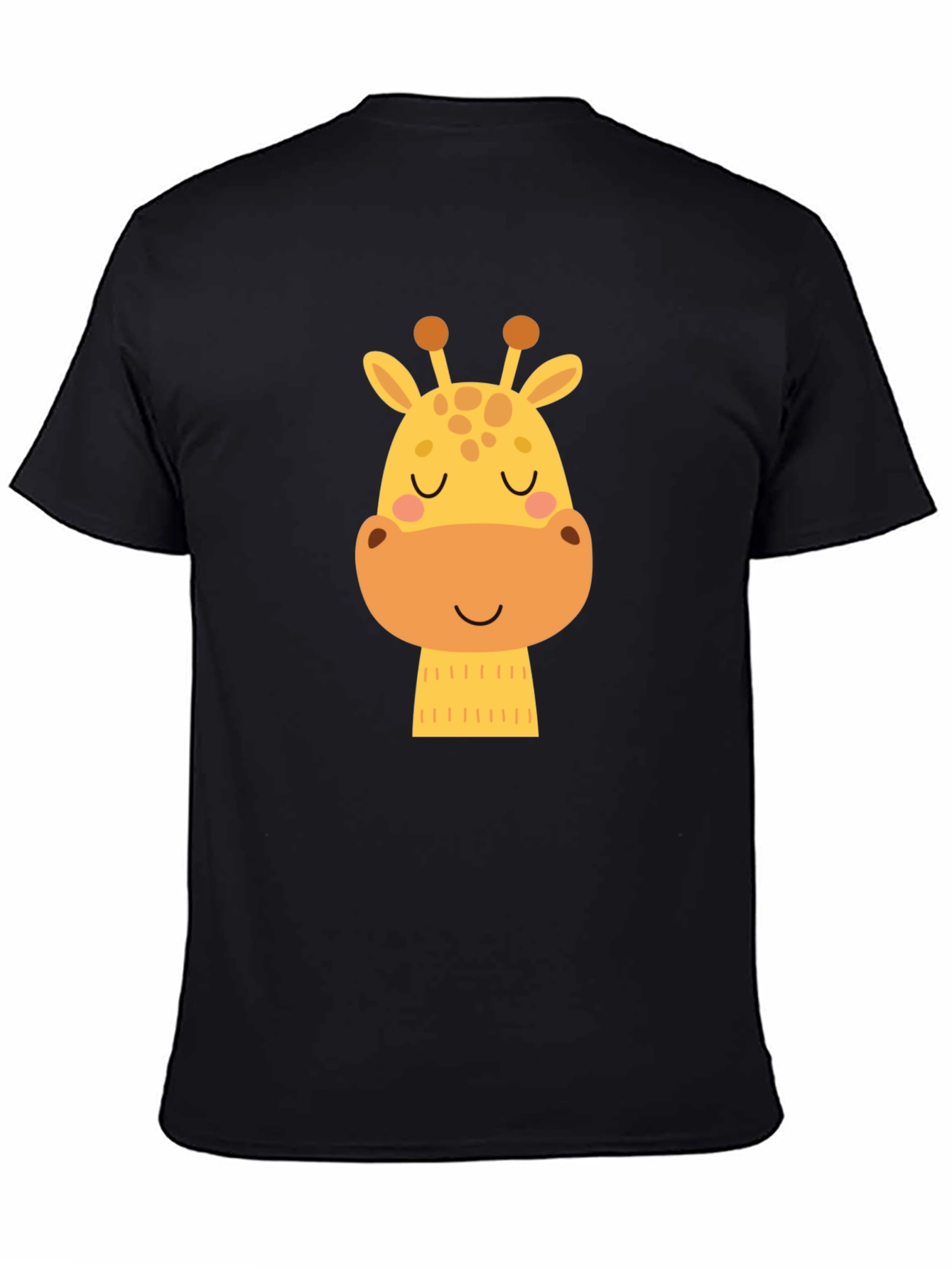 Cute Giraffe Graphic Black T-Shirt