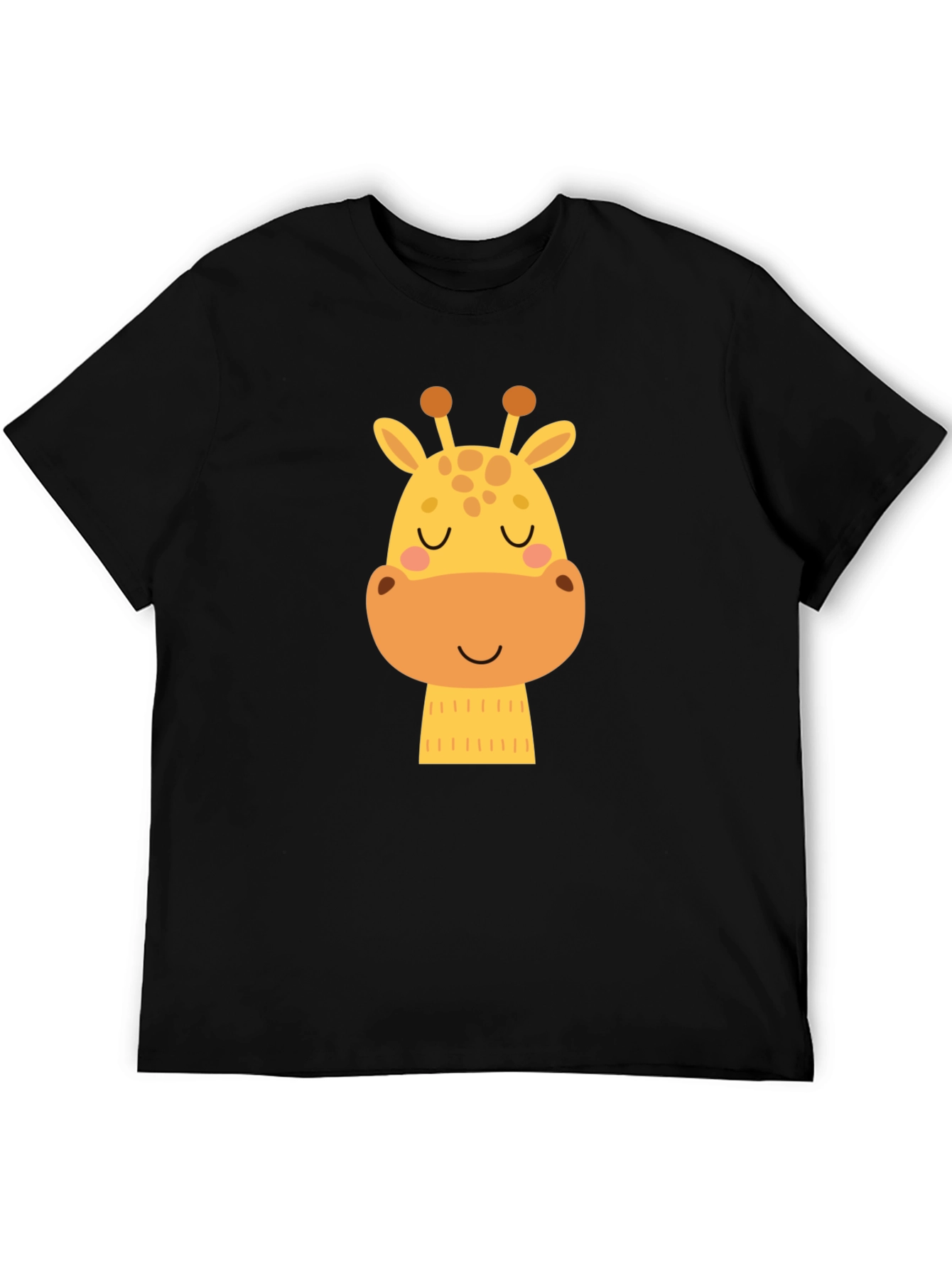 Cute Giraffe Graphic Black T-Shirt