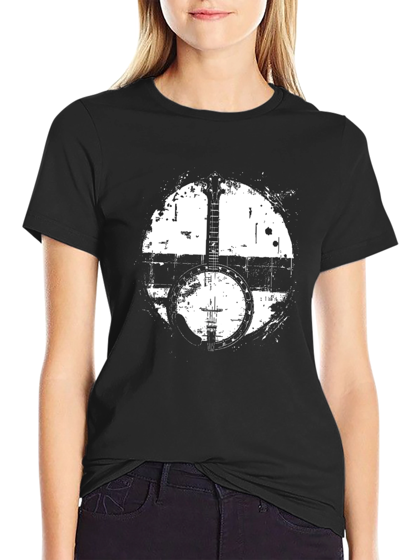 Banjo Graphic Print Black T-Shirt