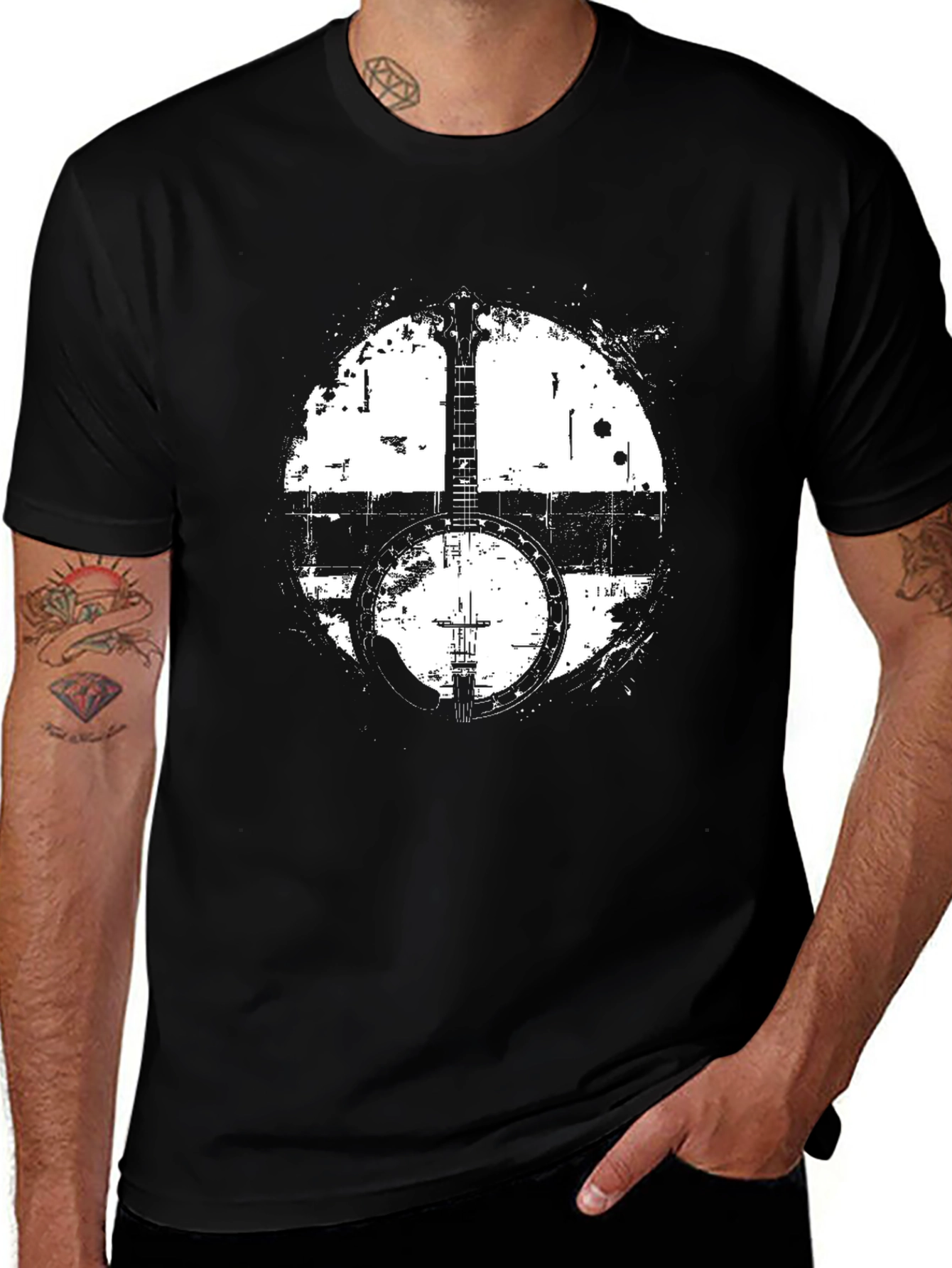 Banjo Graphic Print Black T-Shirt