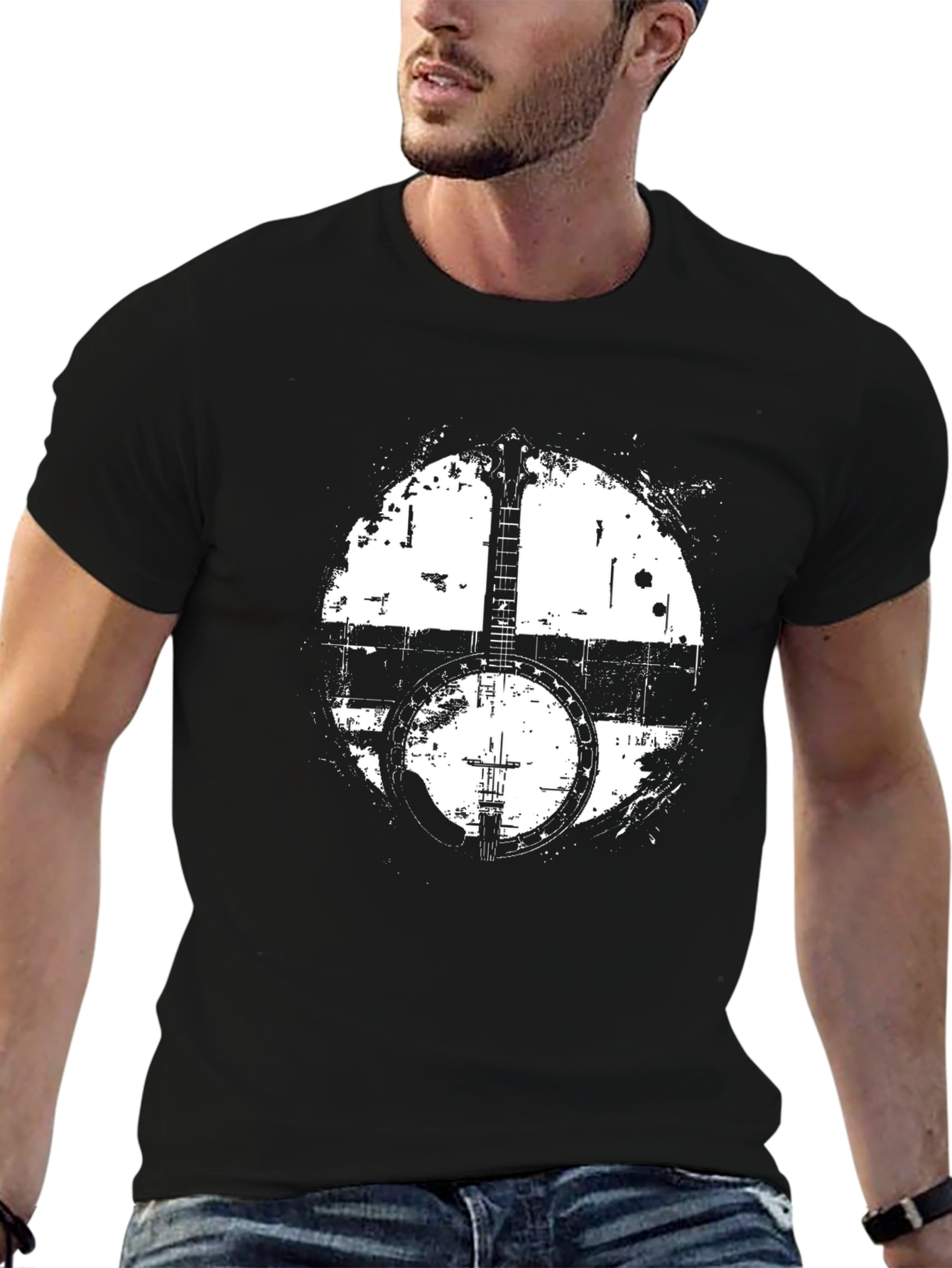 Banjo Graphic Print Black T-Shirt
