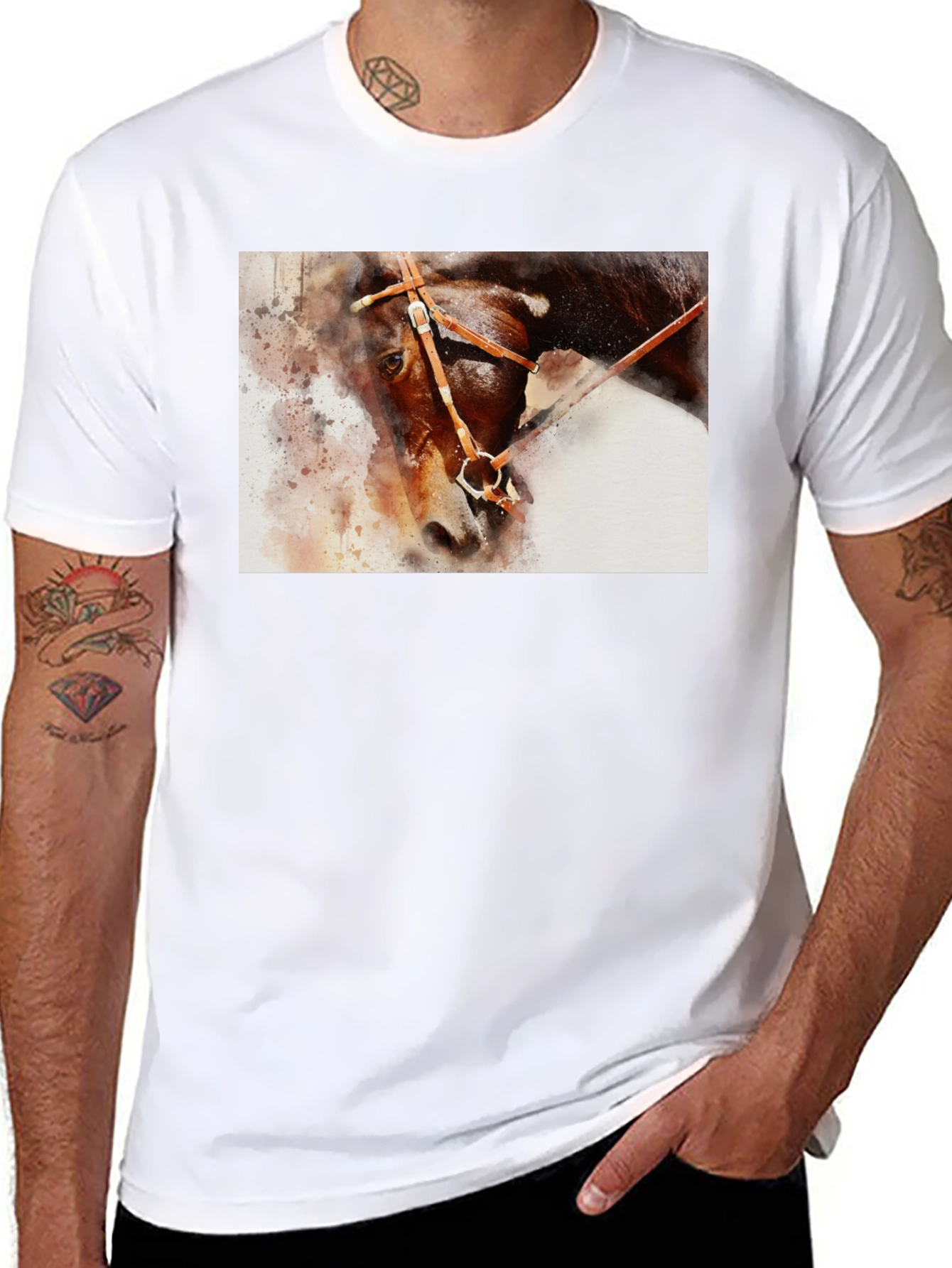 Horse Painting Graphic Black T-Shirt