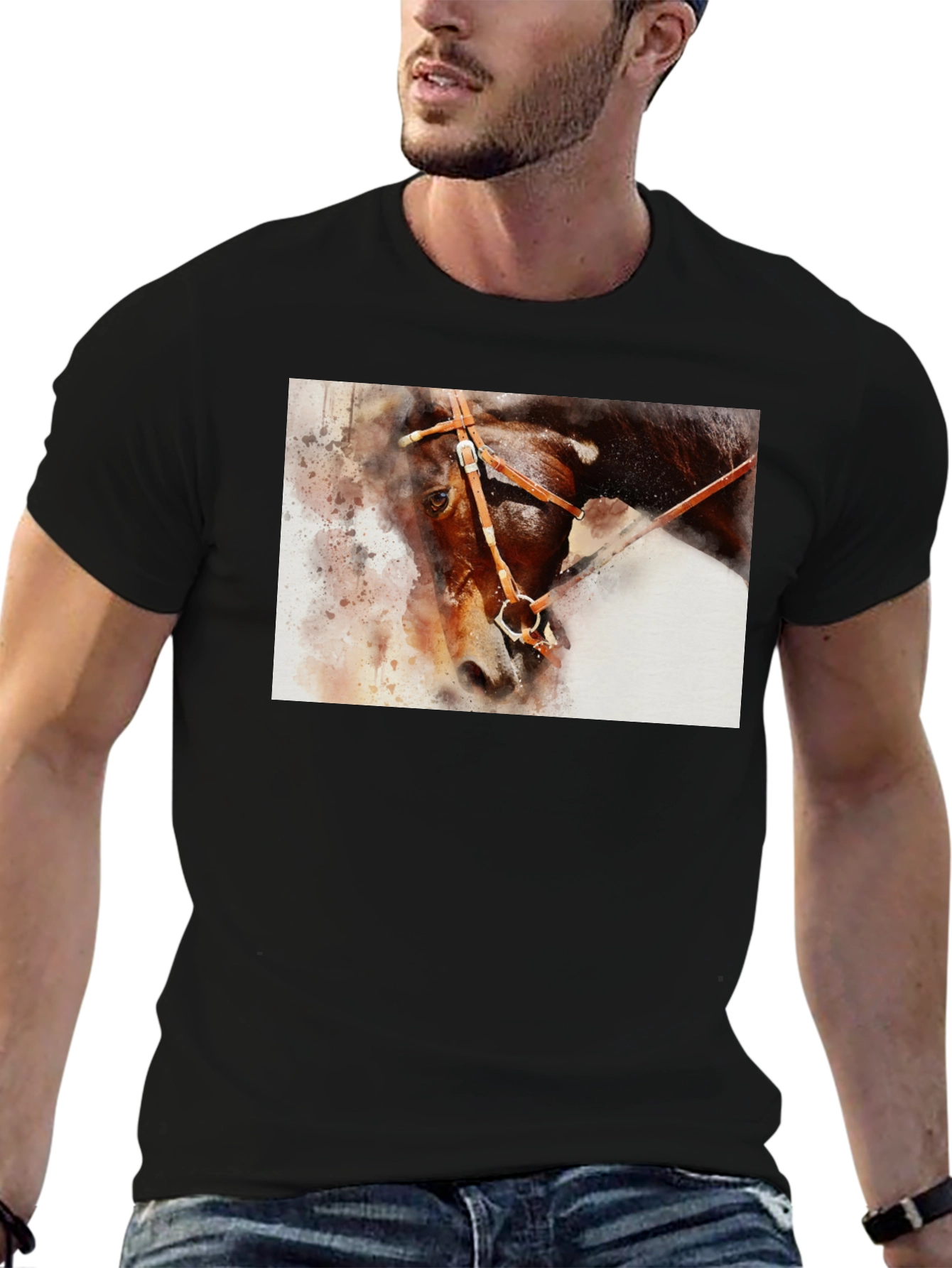 Horse Painting Graphic Black T-Shirt