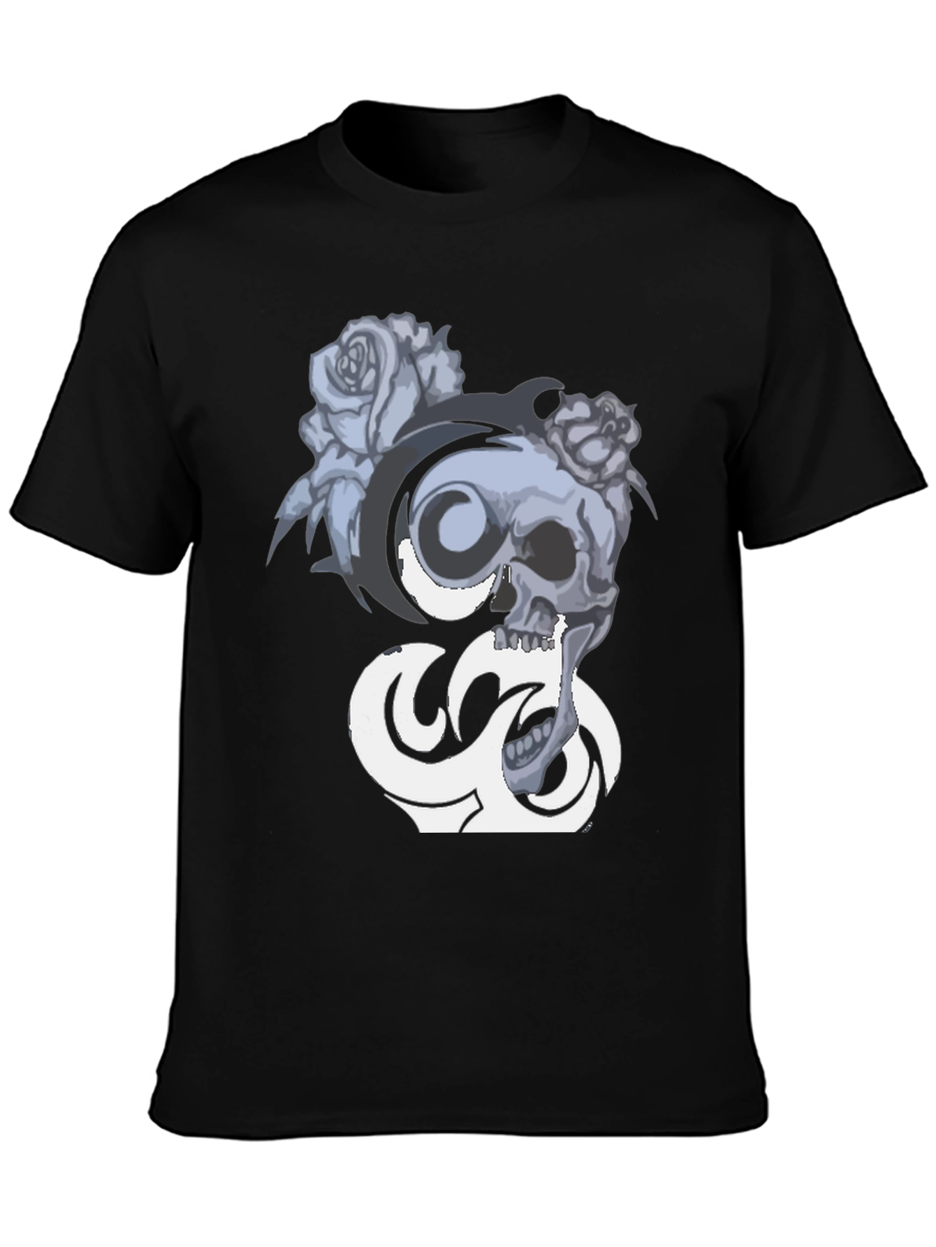 Skull & Roses Graphic Tee - Black