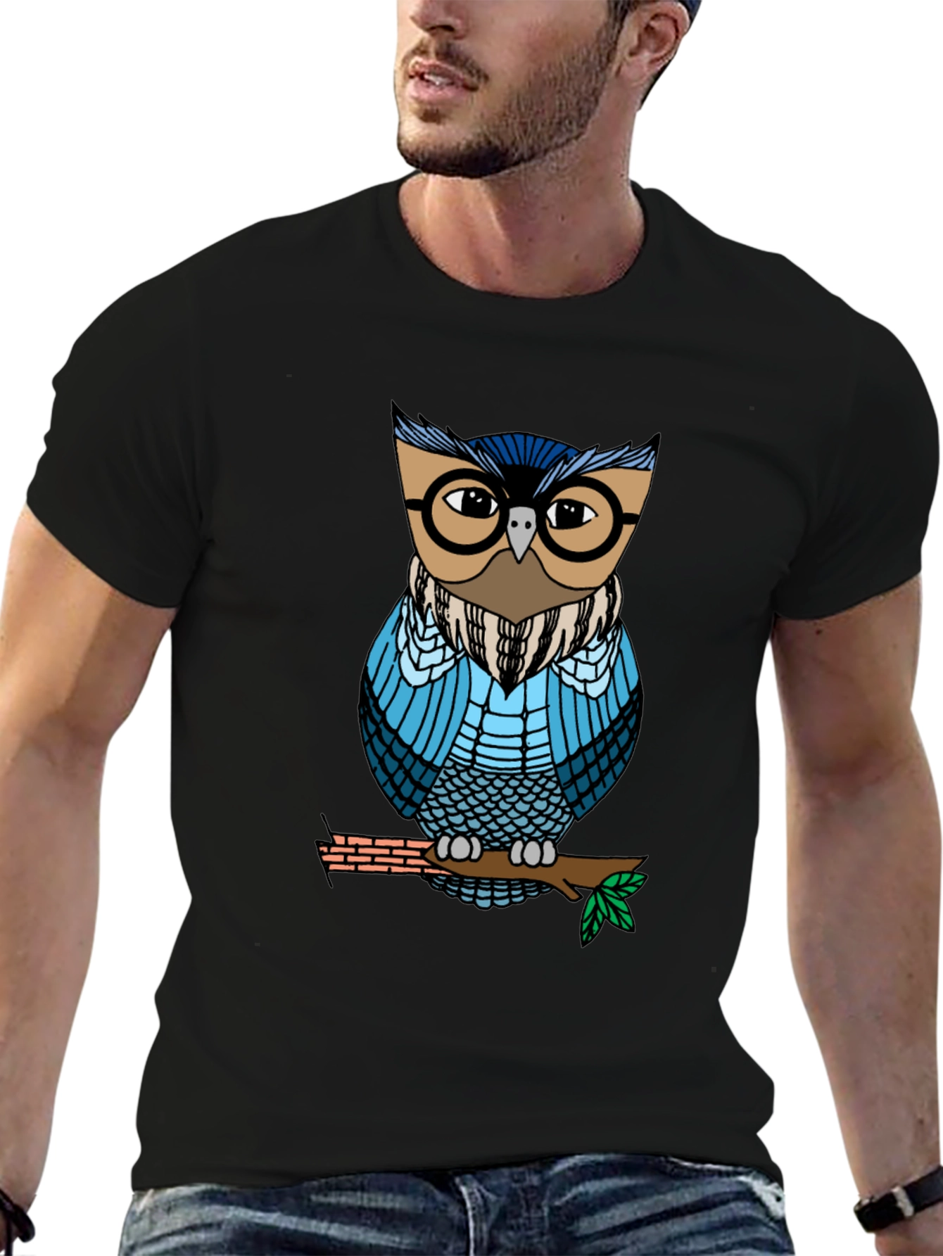 Cool Owl Graphic Tee - Unisex Black T-Shirt