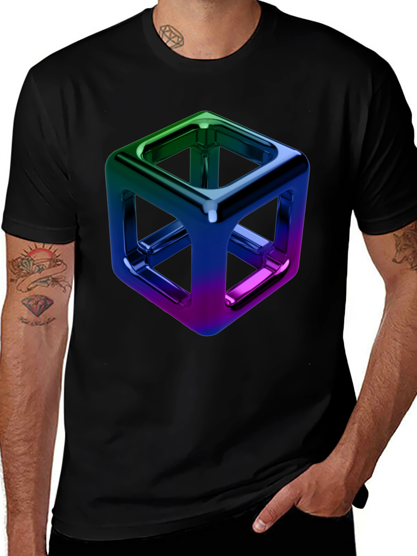 Prism Cube Graphic Tee - Sleek Modern Design
