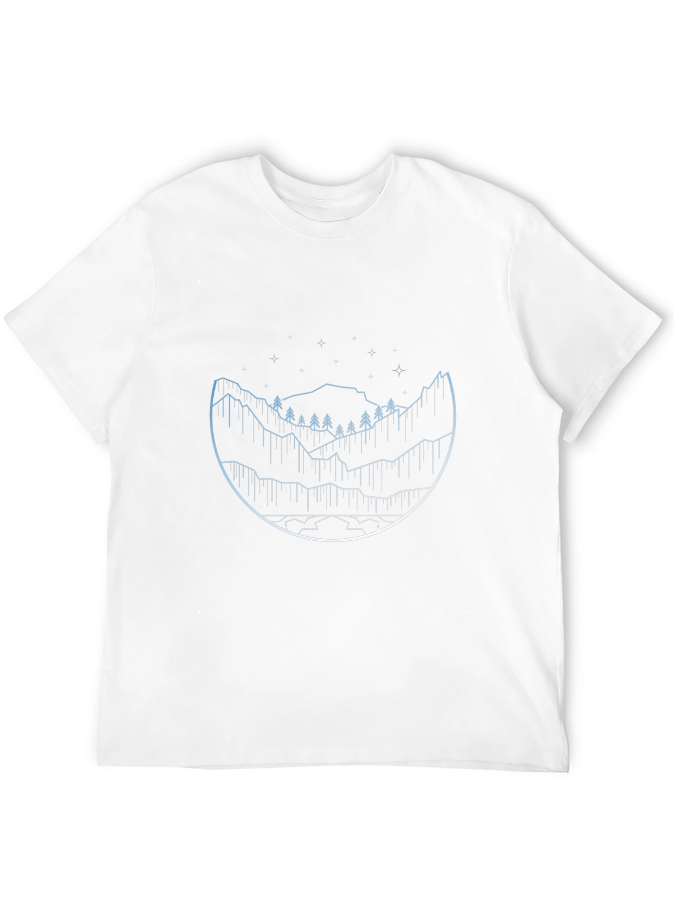 Minimalist Mountain Landscape Black T-Shirt