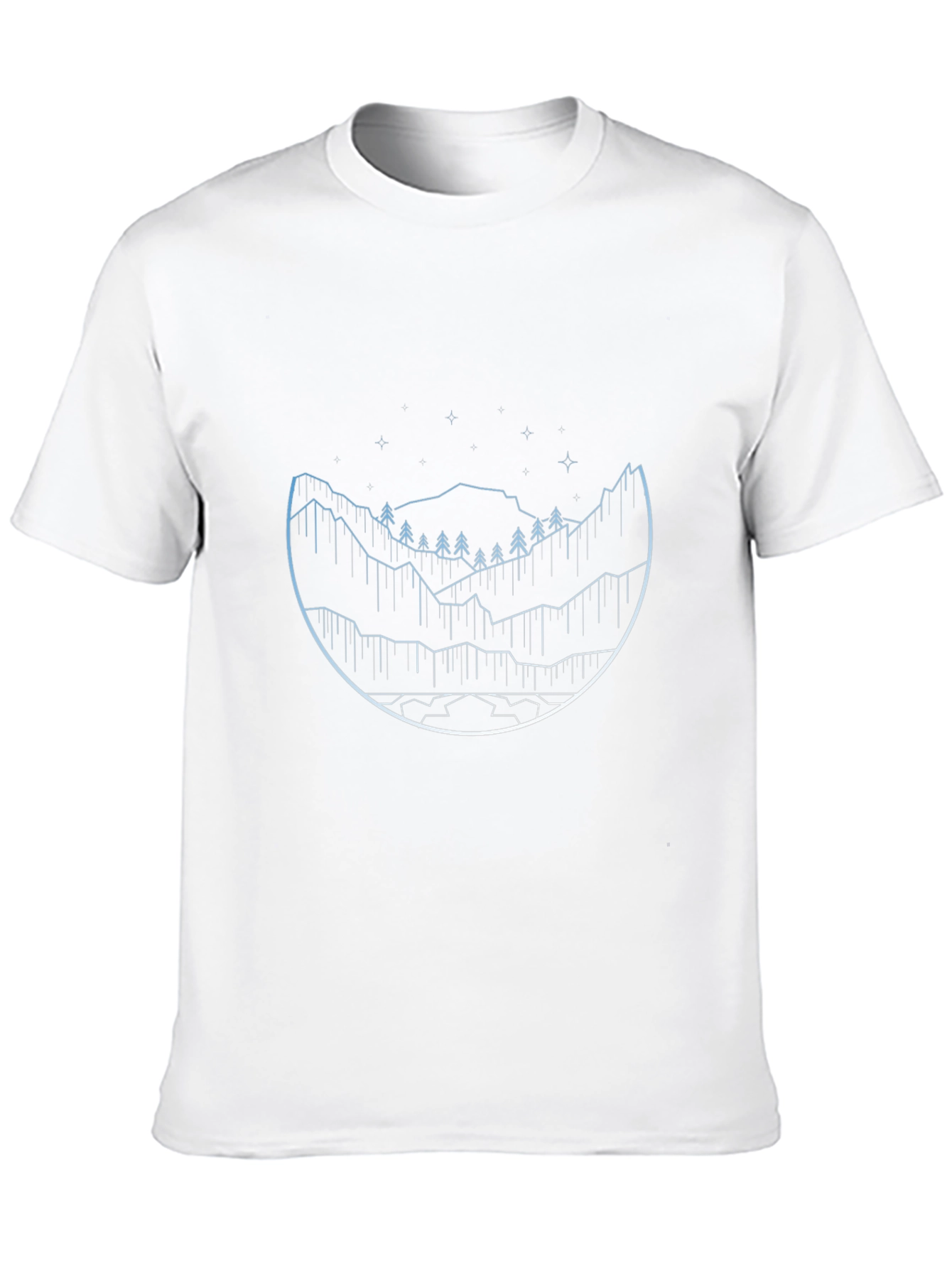 Minimalist Mountain Landscape Black T-Shirt