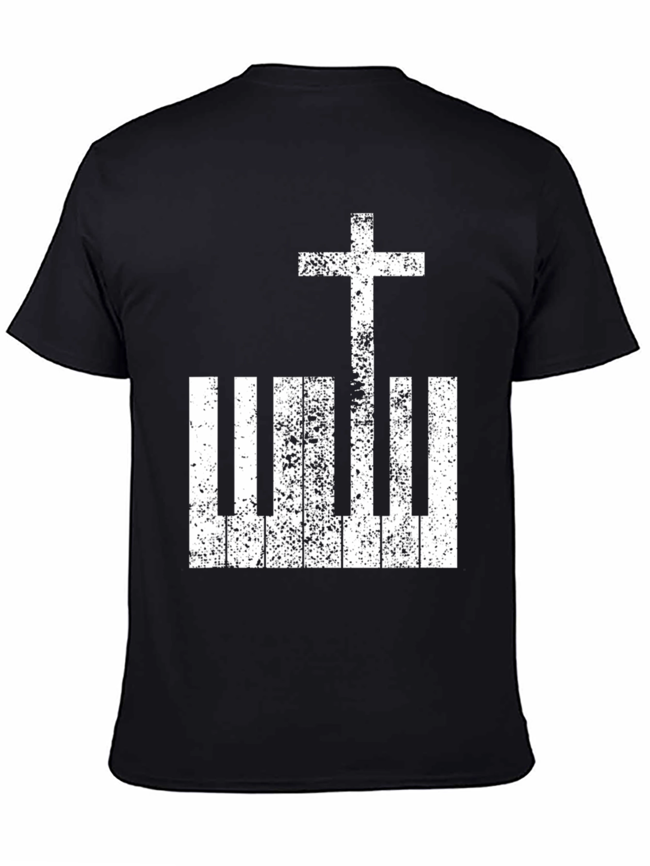 Piano Cross Graphic Tee - Musician Christian T-Shirt