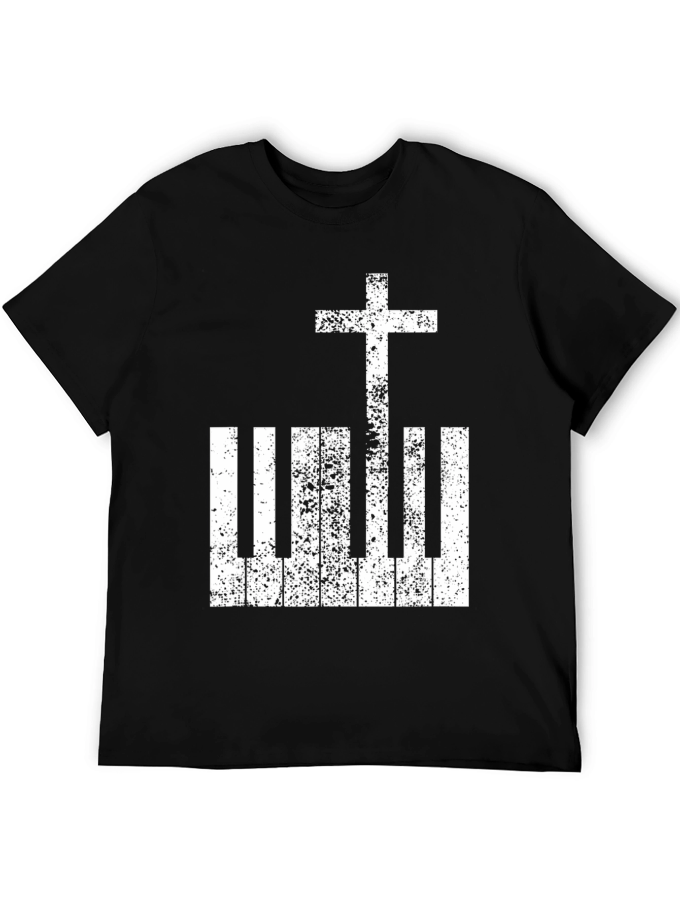 Piano Cross Graphic Tee - Musician Christian T-Shirt