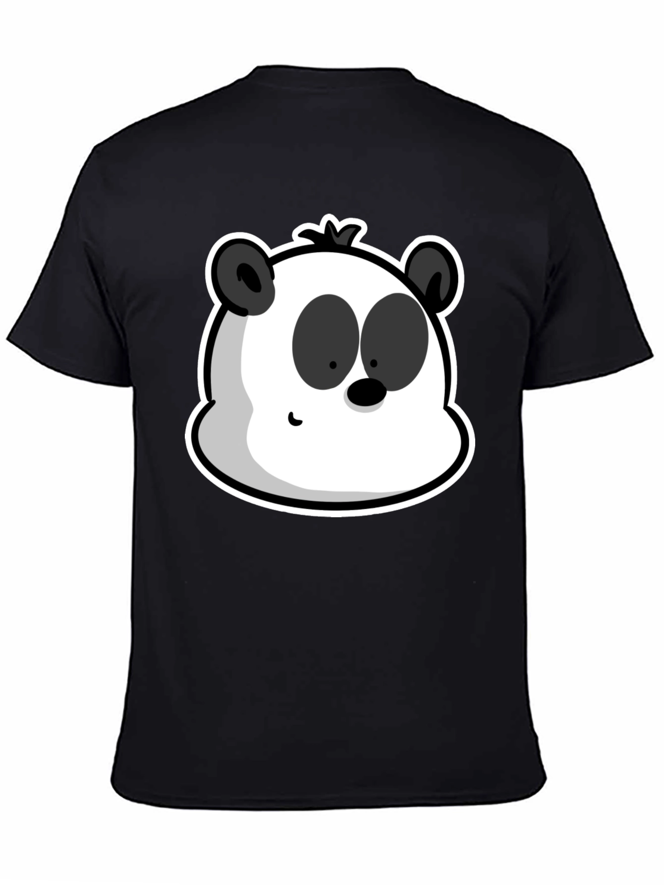 Cartoon Panda Graphic Tee - Black Cotton Blend