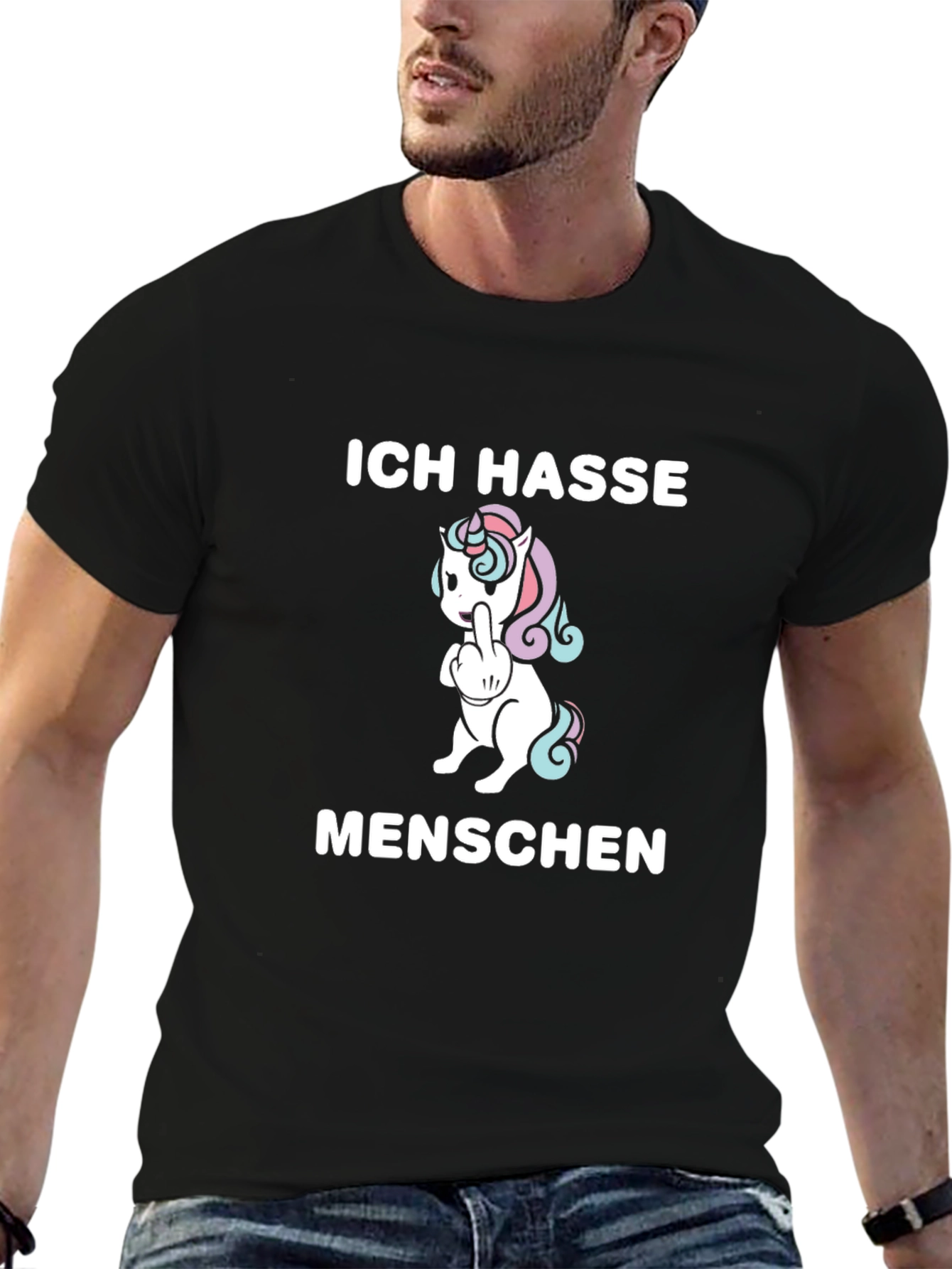 Ich Hasse Menschen Unicorn Graphic T-Shirt