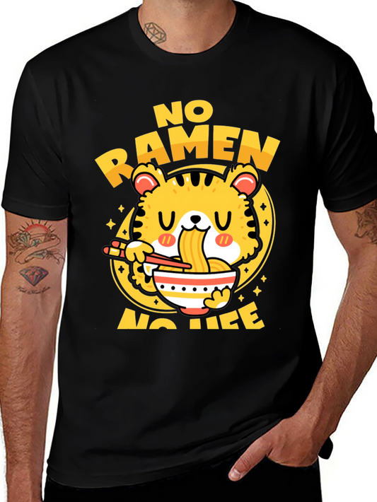 No Ramen No Life Graphic Tee - Black Cotton T-Shirt