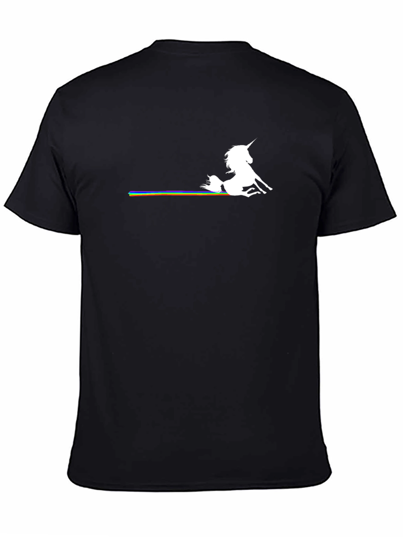Unicorn & Rainbow Graphic Black T-Shirt