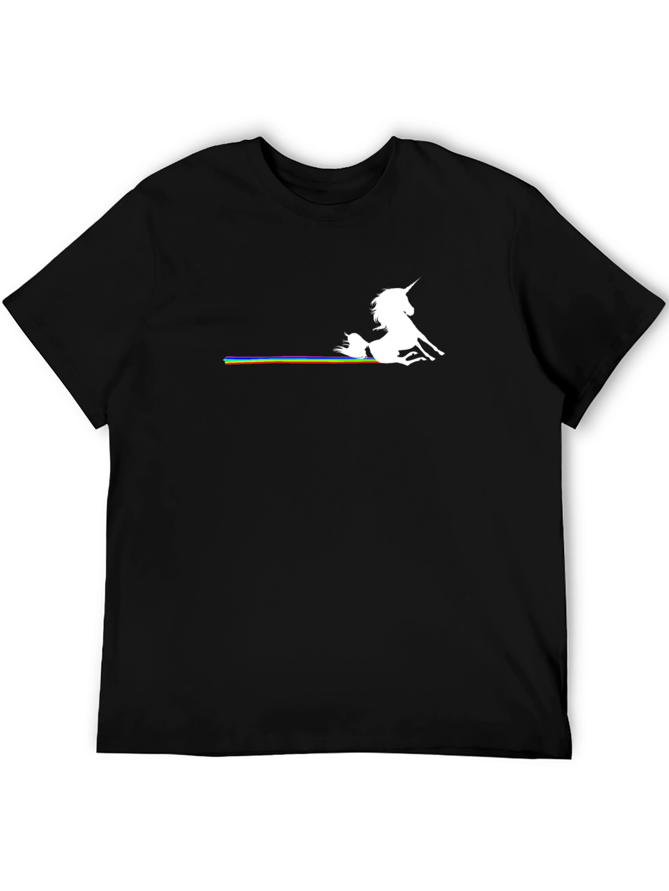 Unicorn & Rainbow Graphic Black T-Shirt