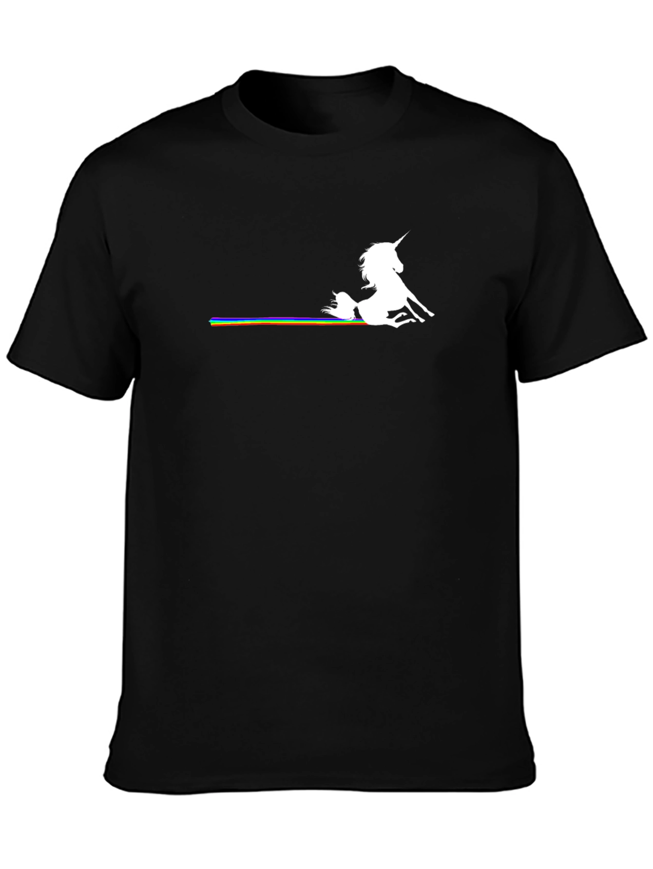 Unicorn & Rainbow Graphic Black T-Shirt