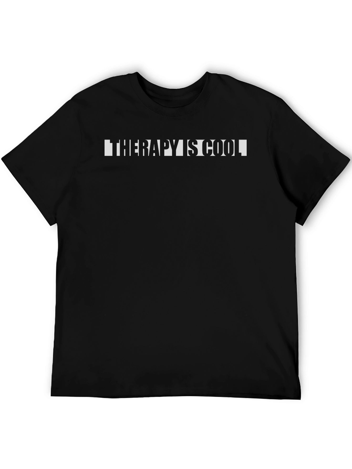 Therapy is Cool Black Graphic T-Shirt