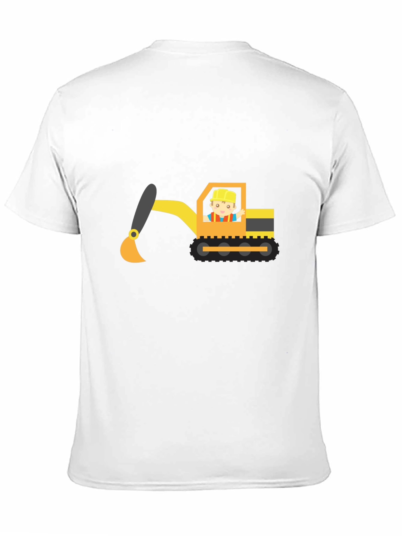 Excavator Cartoon Black T-Shirt