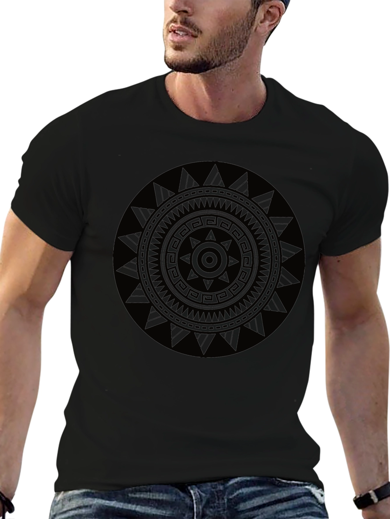 Tribal Mandala Graphic Black T-Shirt