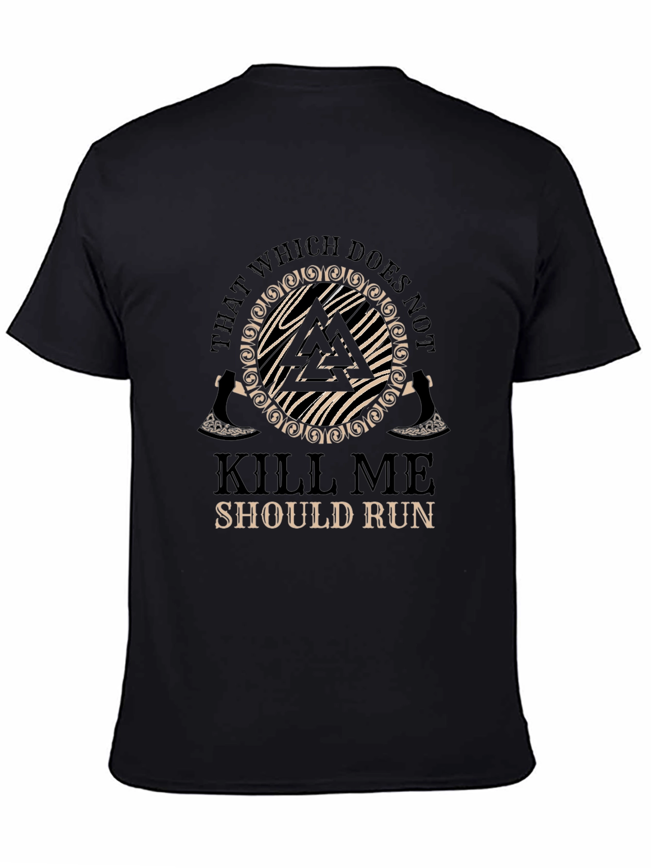 Viking Runes Black T-Shirt Kill Me Should Run