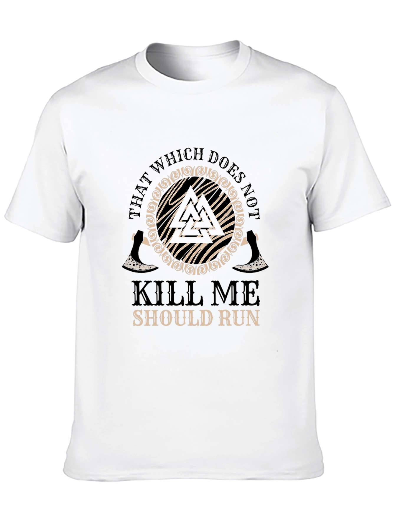 Viking Runes Black T-Shirt Kill Me Should Run