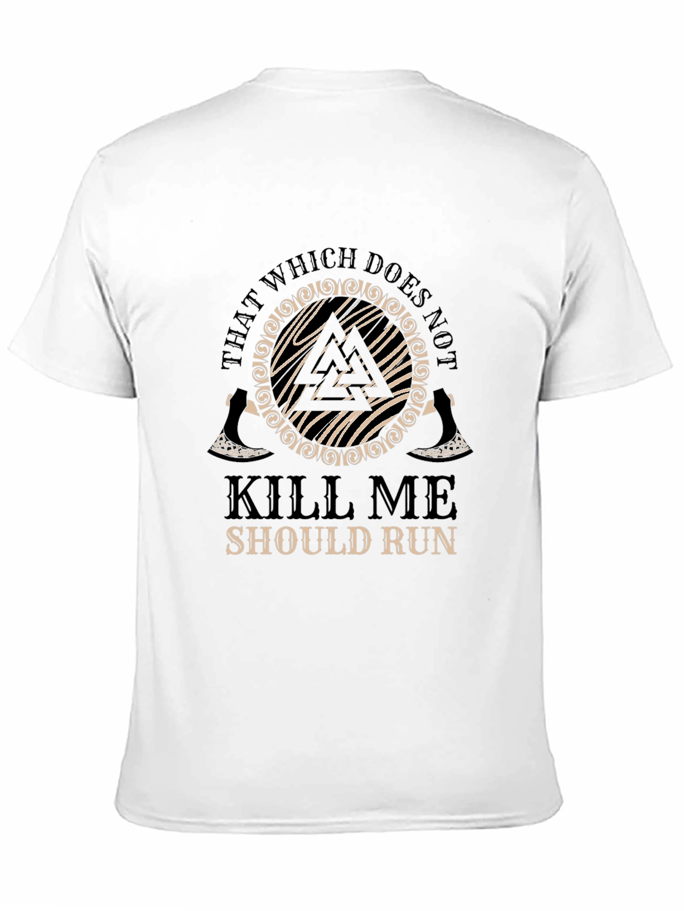 Viking Runes Black T-Shirt Kill Me Should Run