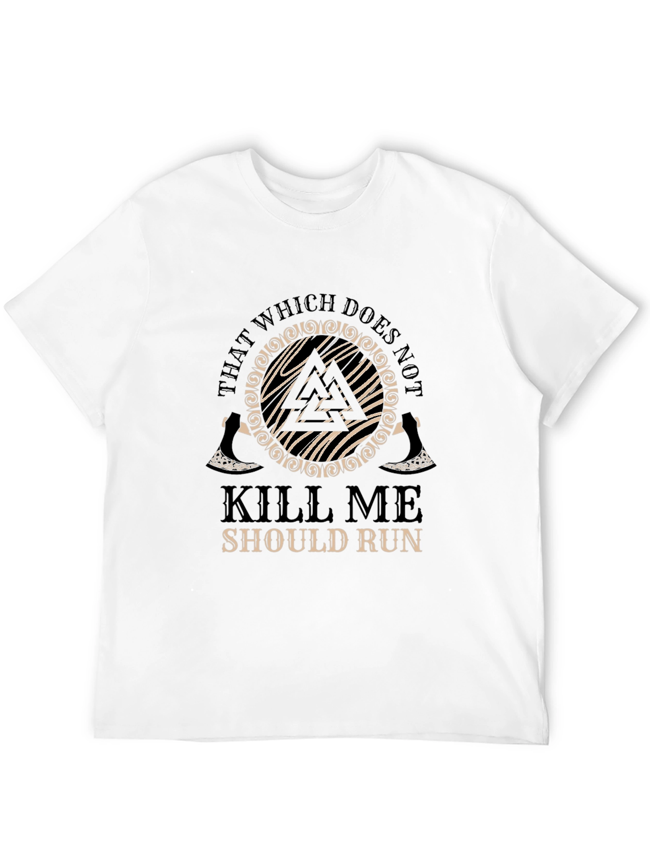 Viking Runes Black T-Shirt Kill Me Should Run