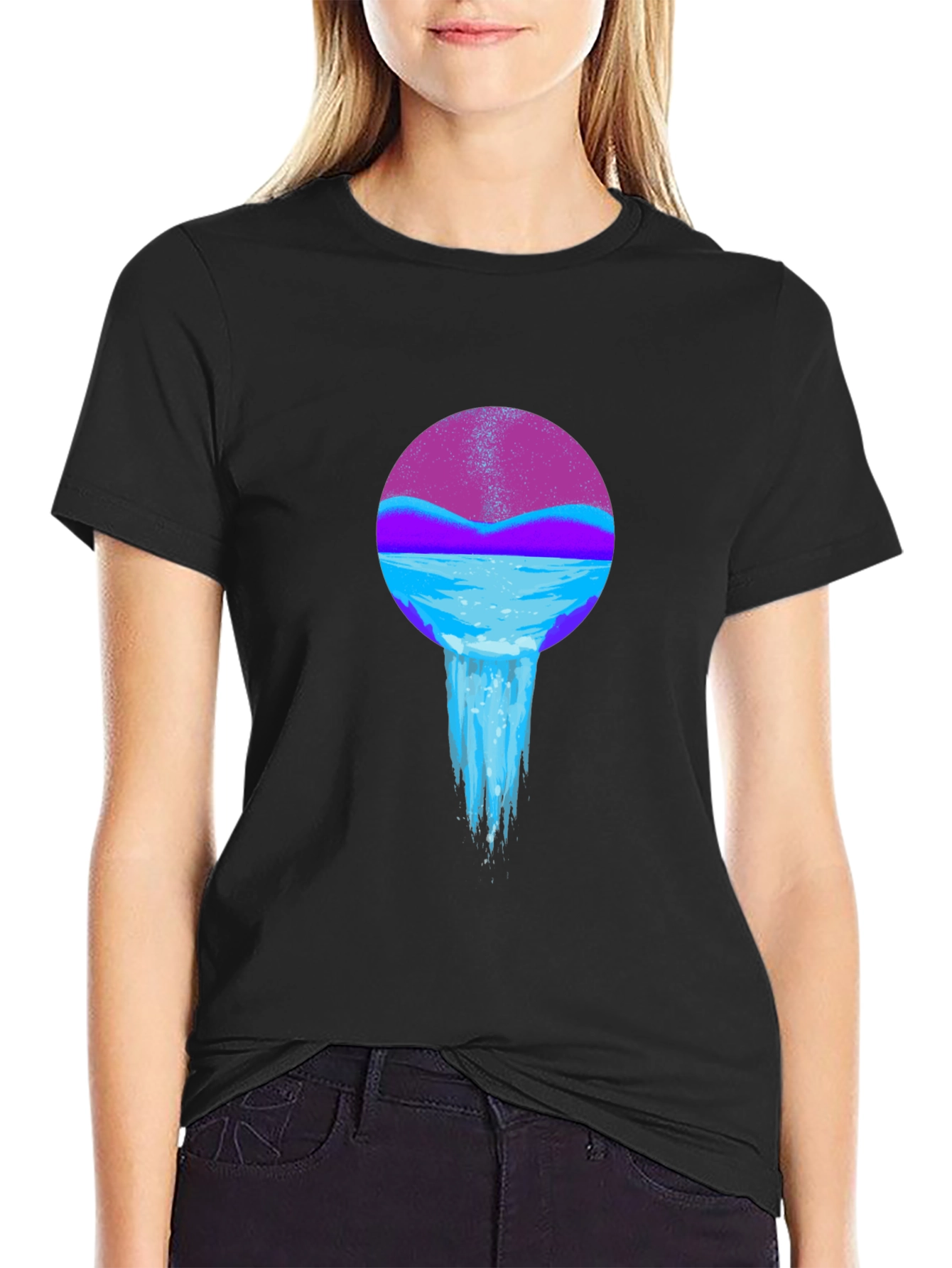 Mystic Waterfall Black T-Shirt