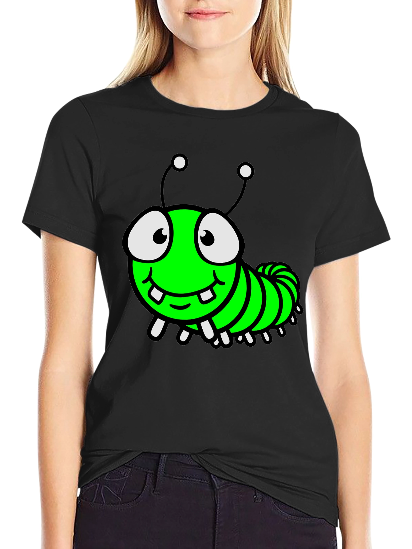Cartoon Caterpillar Graphic T-Shirt