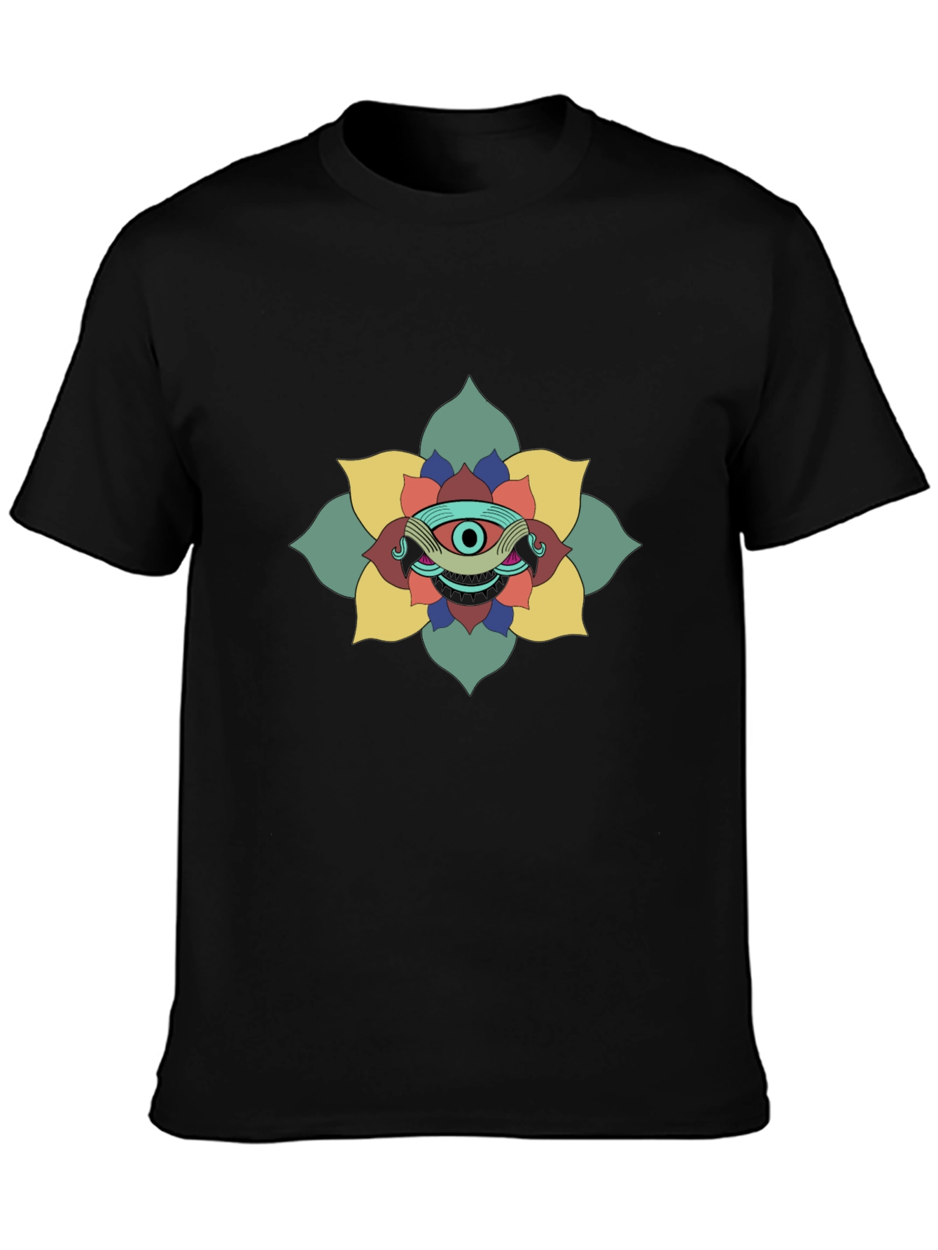 Mystic Eye Flower Graphic Tee - Black