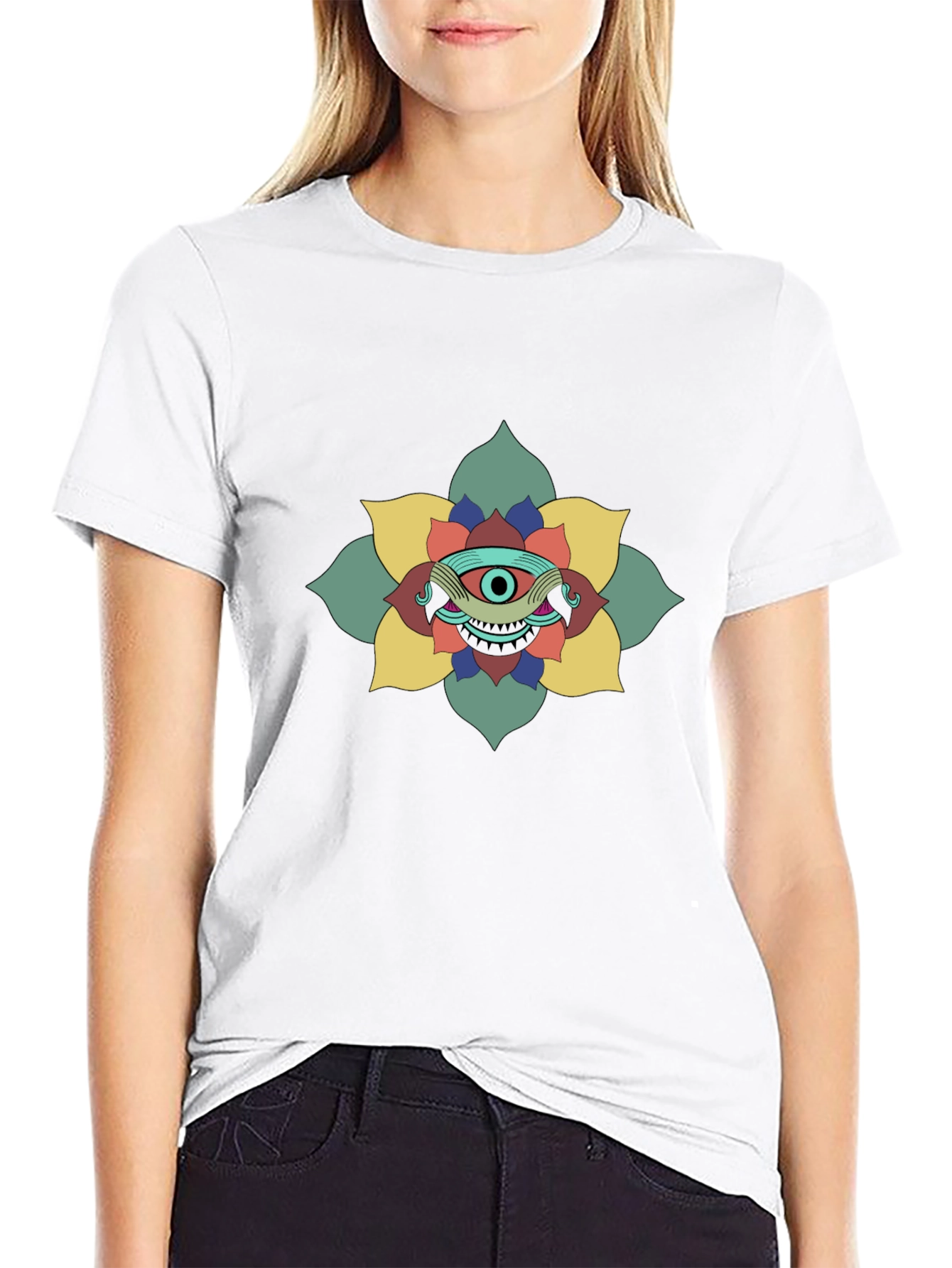 Mystic Eye Flower Graphic Tee - Black