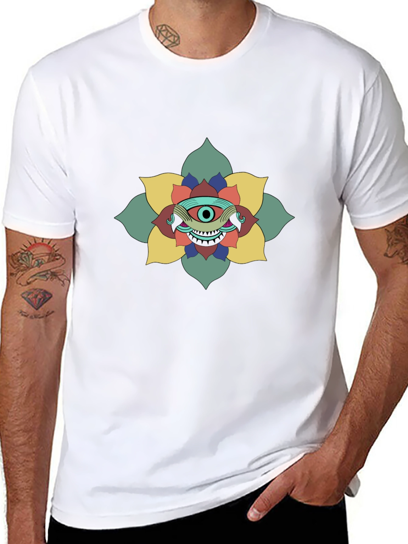 Mystic Eye Flower Graphic Tee - Black