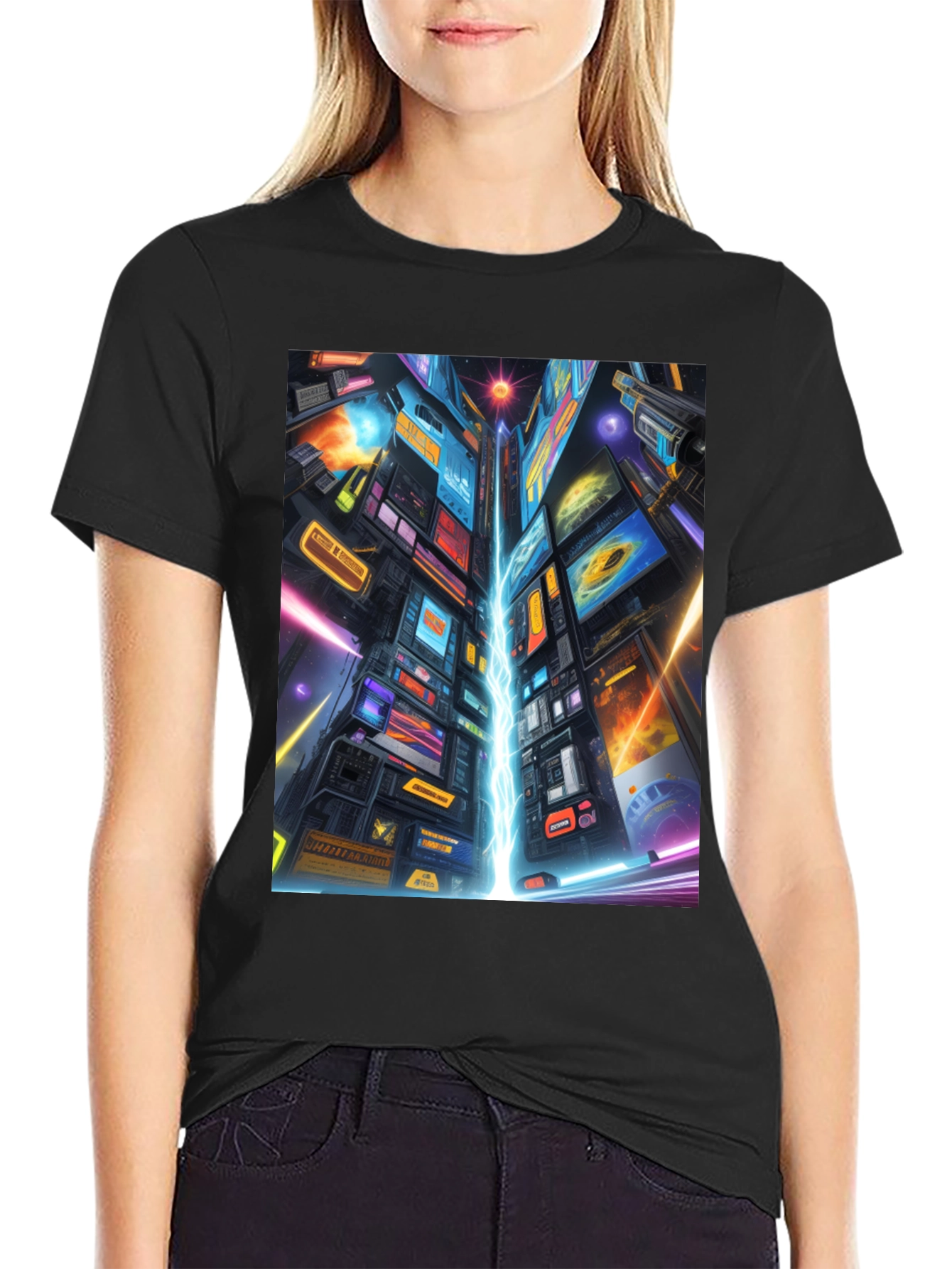 Cyberpunk Cityscape Graphic Tee