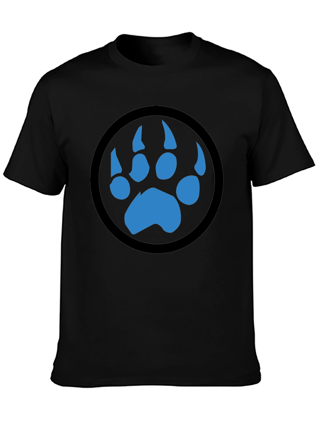 Bear Paw Print Graphic T-Shirt - Black