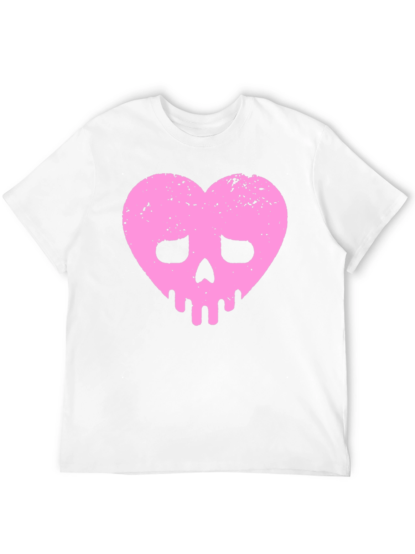 Pink Heart Skull Black T-Shirt