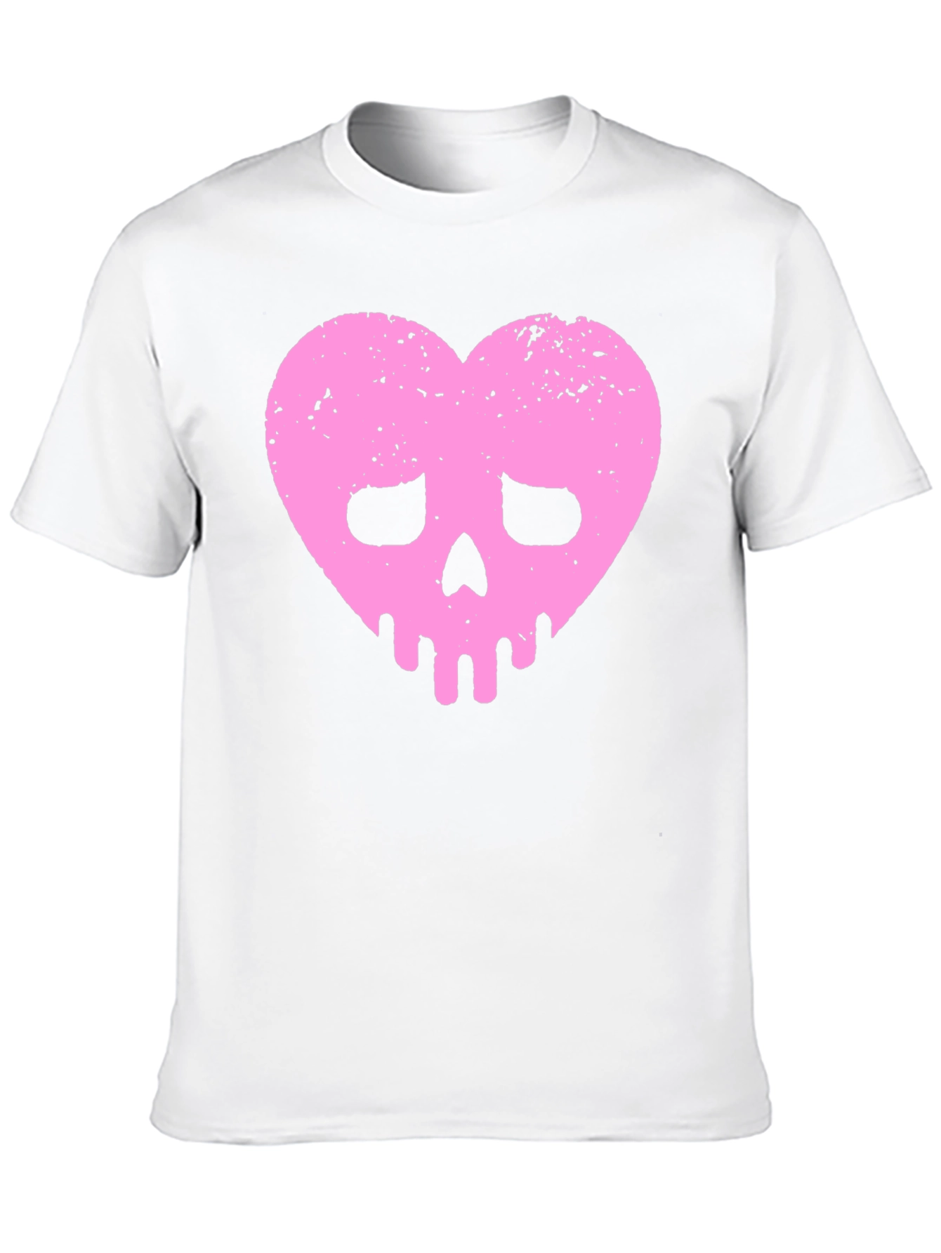 Pink Heart Skull Black T-Shirt