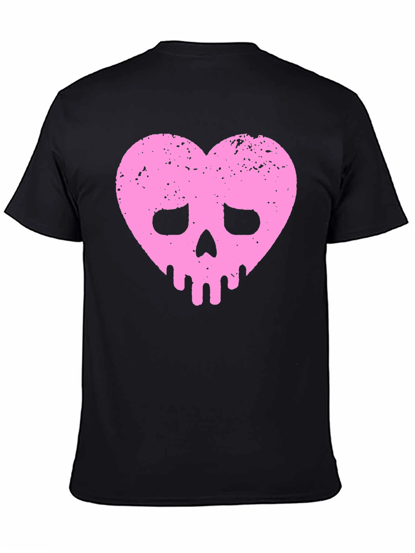 Pink Heart Skull Black T-Shirt