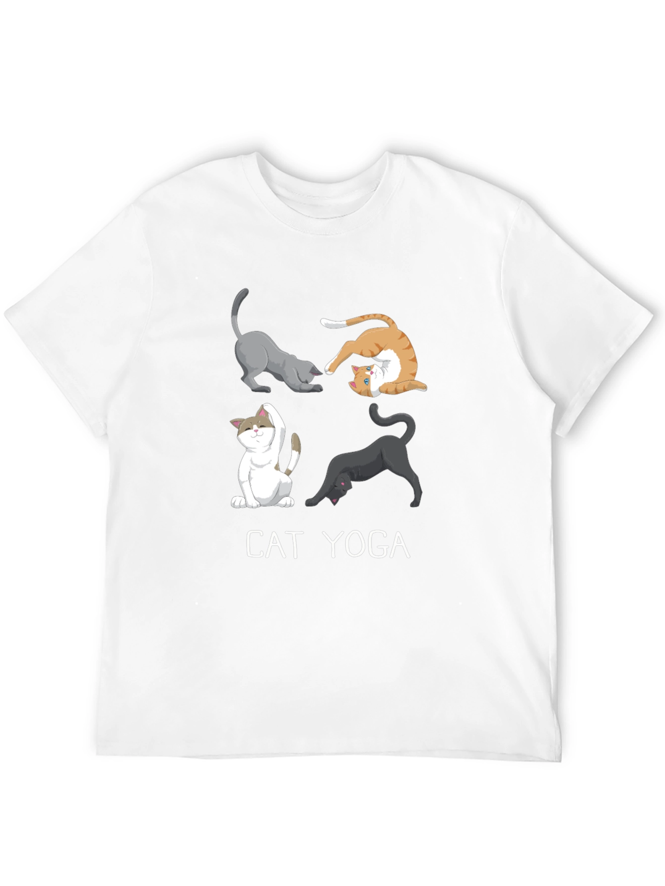 Cat Yoga Black Graphic Tee for Men