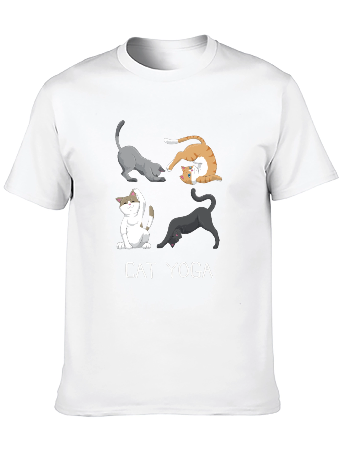 Cat Yoga Black Graphic Tee for Men