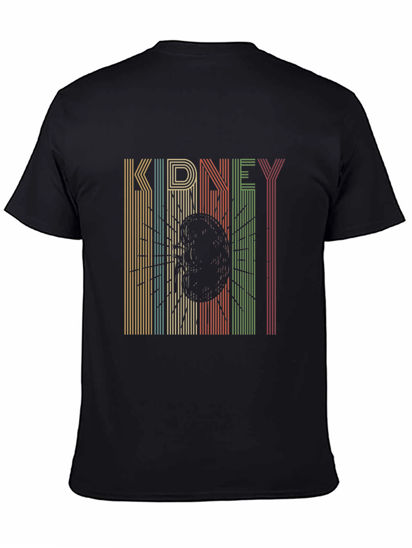Retro Kidney Graphic T-Shirt - Black