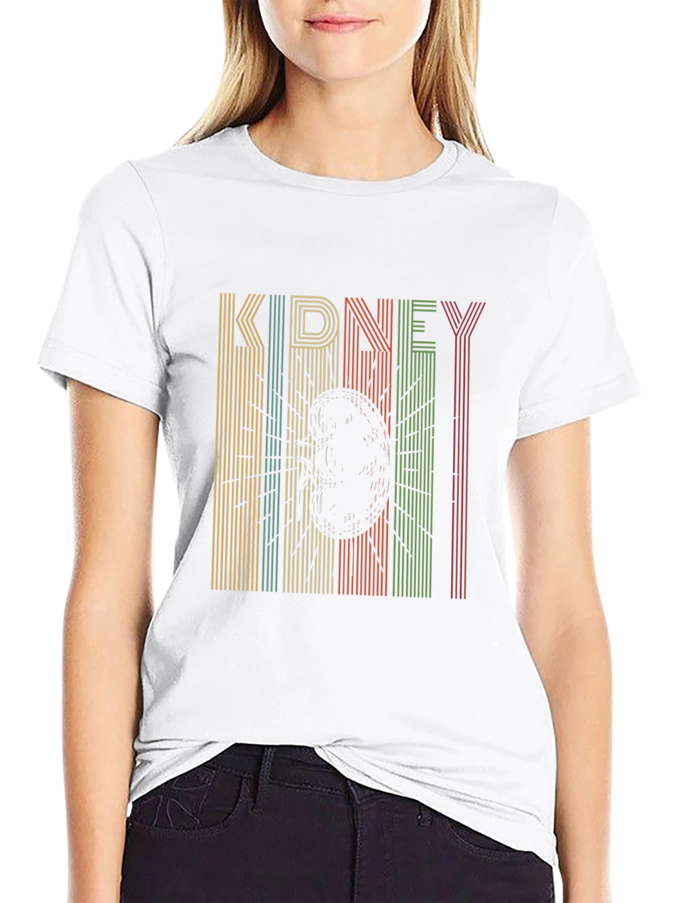 Retro Kidney Graphic T-Shirt - Black