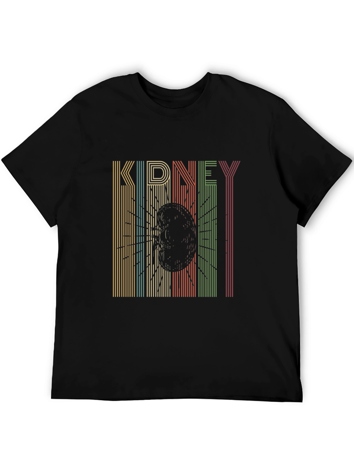 Retro Kidney Graphic T-Shirt - Black