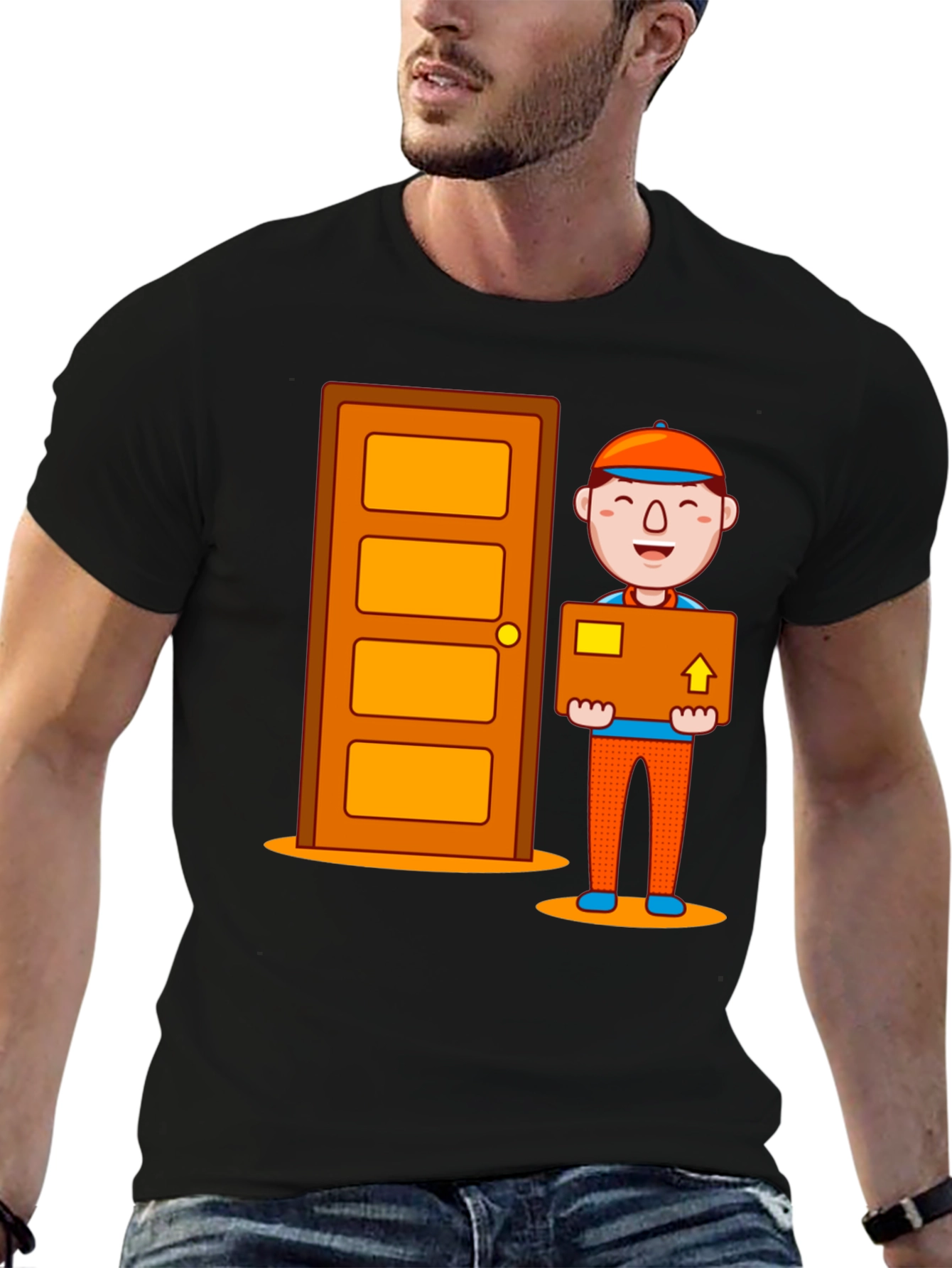 Delivery Guy Graphic T-Shirt - Black Cotton Tee