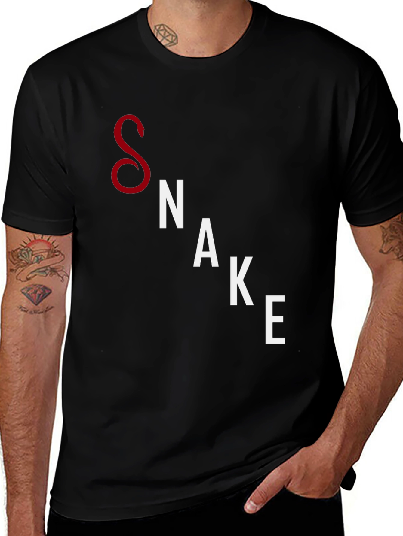 Mens Black Snake Graphic T-Shirt - Unique Design