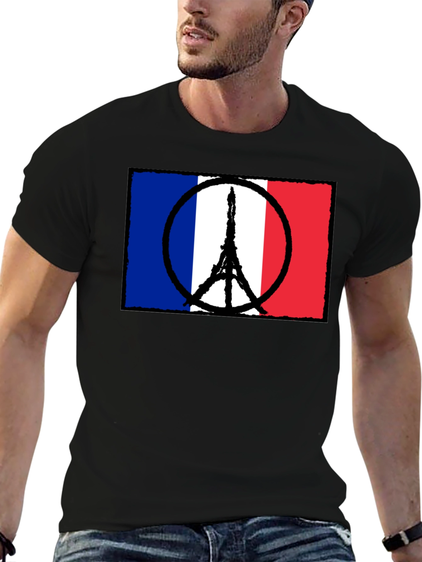 France Flag Peace Sign Eiffel Tower T-Shirt