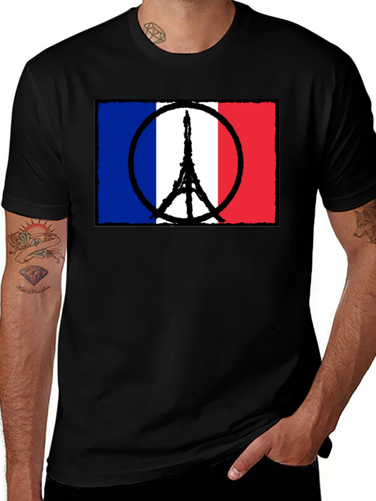 France Flag Peace Sign Eiffel Tower T-Shirt