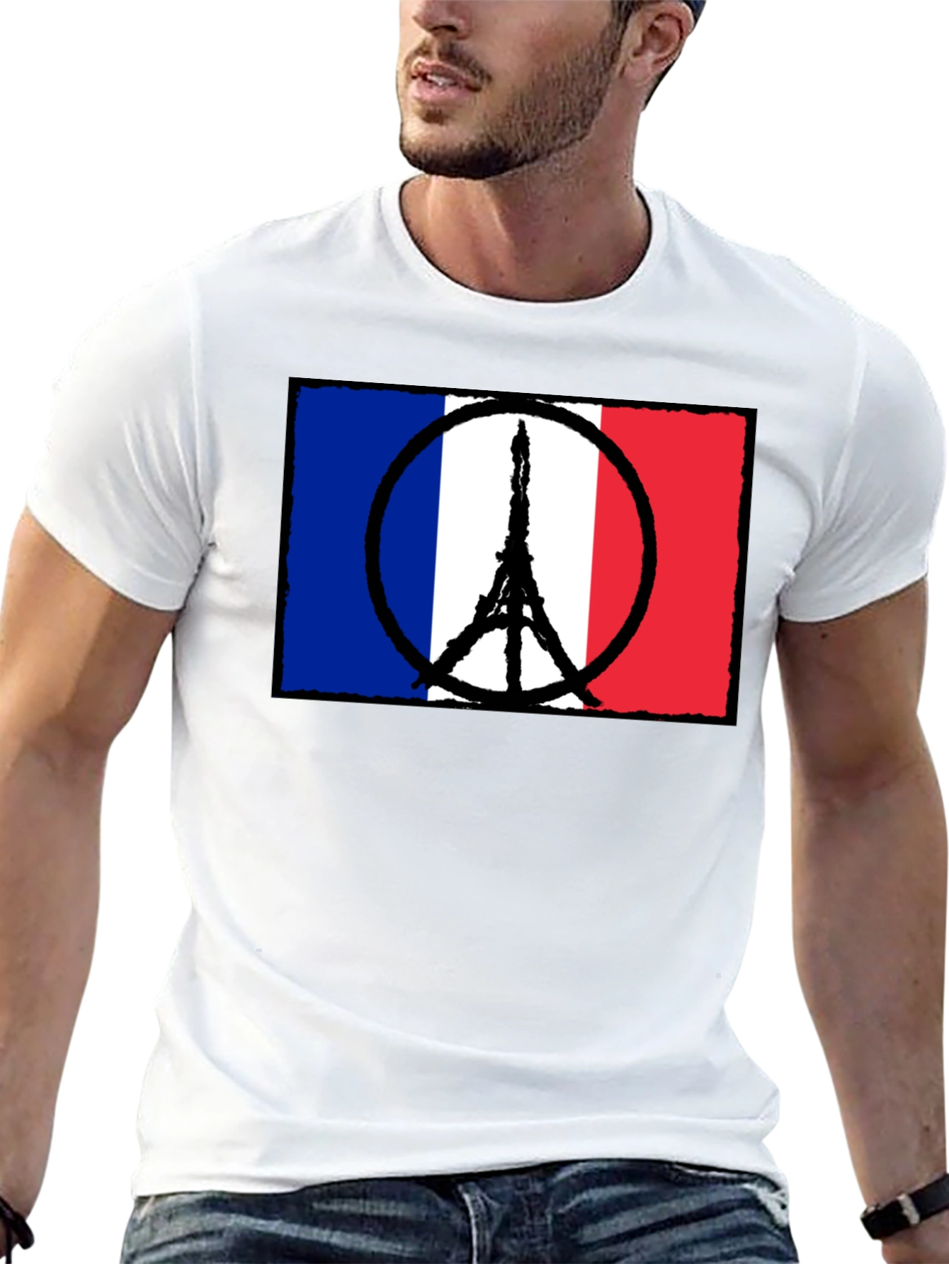 France Flag Peace Sign Eiffel Tower T-Shirt
